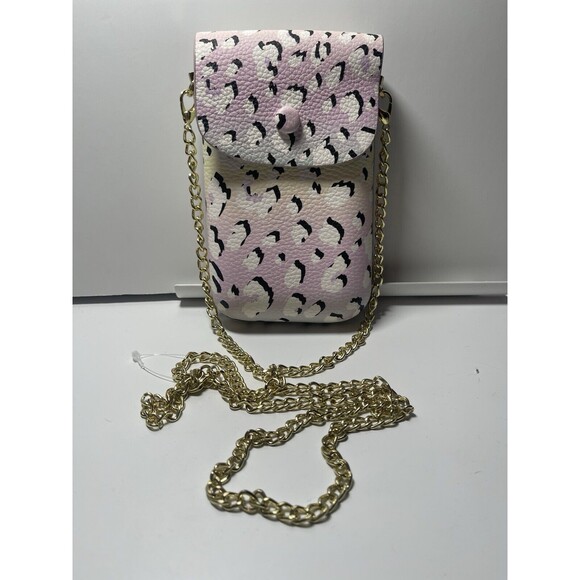 Betsey Johnson Pastel Rainbow Cheetah Faux Leather Cell Phone Crossbody Bag New - Picture 1 of 6